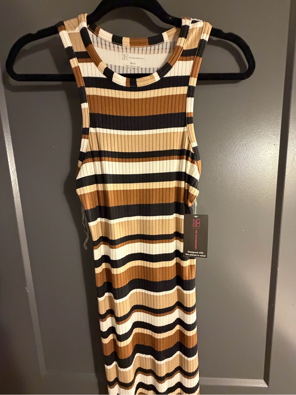 No Boundaries Racerback Ribbed Striped Bodycon Dress - Picture 3 of 7
